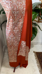 Rust Winter Suit Set with Aari Work in Pashmina Wool