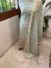 Dupatta Set with Thread Embroidery in Chanderi cotton