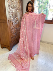 Suit Set with Thread Embroidery in Pure Tussar Silk