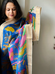 Handpainted Kalamkari Dupatta in Chennuri Silk