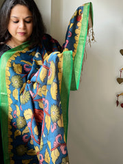 Handpainted Kalamkari Dupatta in Chanderi Silk