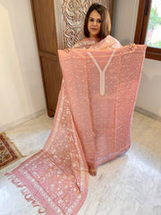 Suit Set with Thread Embroidery in Pure Tussar Silk