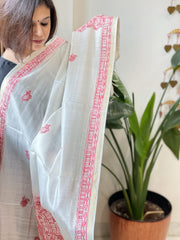 Handpainted Madhubani Dupatta in Pure Chanderi Silk
