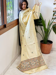Handpainted Madhubani Dupatta in Pure Chanderi Silk