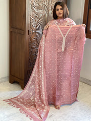 Suit Set with Thread Embroidery in Pure Tussar Silk