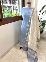 Blue Handwoven Suit Sets in Pure Cotton