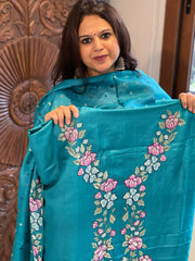 Firoza Suit Set with Cross-Stitch Embroidery in Pure Tussar Silk
