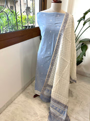 Blue Handwoven Suit Sets in Pure Cotton