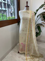 Dupatta Set with Thread Embroidery in Chanderi cotton