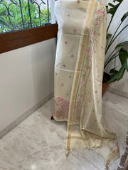 Dupatta Set with Thread Embroidery in Chanderi cotton