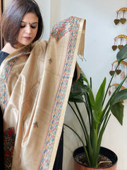 Handpainted Madhubani Dupatta in Pure Chanderi Silk