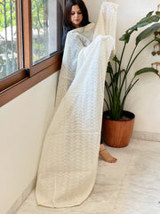 Off-White Cotton Dupatta with Embroidery
