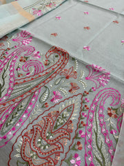 Dupatta Set with Thread Embroidery in Chanderi cotton