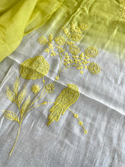 Suit Set with Thread Embroidery in Mul Chanderi