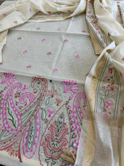 Dupatta Set with Thread Embroidery in Chanderi cotton