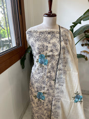 Suit Set with Thread Embroidery in Chanderi