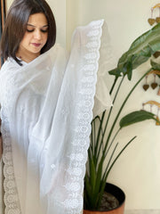 Mul Cotton Dupatta with Thread Embroidery