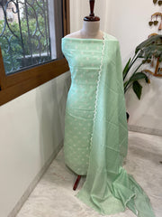 Sea Green Suit Set with Gold Thread & Sequin Work in Pure Mul
