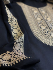 Black Winter Suit Set with Aari Work in Pashmina Wool