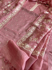 Suit Set with Thread Embroidery in Pure Tussar Silk