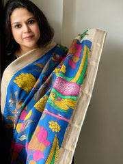 Handpainted Kalamkari Dupatta in Chennuri Silk