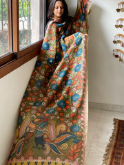 Handpainted Kalamkari Dupatta in Chanderi Silk