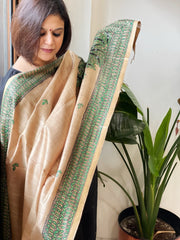 Handpainted Madhubani Dupatta in Pure Chanderi Silk