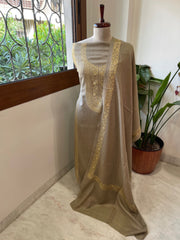 Lite Toosh Winter Suit Set with Aari Work in Pashmina Wool