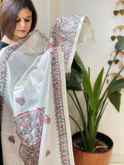 Handpainted Madhubani Dupatta in Pure Chanderi Silk