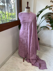 Purple Mul chanderi Suit Set With Knot & Sequin Handwork