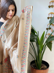 Handpainted Madhubani Dupatta in Pure Chanderi Silk