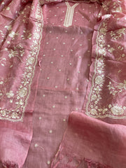 Suit Set with Thread Embroidery in Pure Tussar Silk