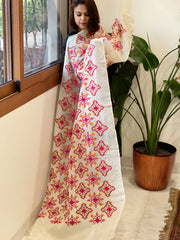 Tussar Silk dupatta with Patola Style Thread Embroidery