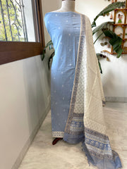 Blue Handwoven Suit Sets in Pure Cotton