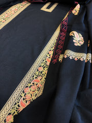 Black Winter Suit Set with Aari Work in Pashmina Wool