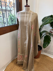 Lite Toosh Winter Suit Set with Aari Work in Pashmina Wool