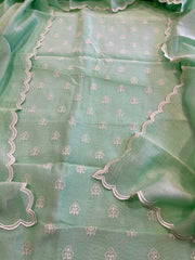 Sea Green Suit Set with Gold Thread & Sequin Work in Pure Mul