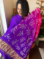 Rai Bandhej Saree in Pure Gajji Silk