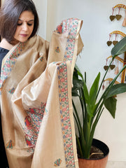 Handpainted Madhubani Dupatta in Pure Chanderi Silk