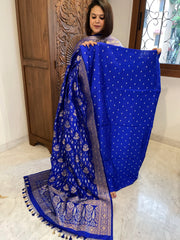 Blue Designer Handwoven Kadwa Banarasi Suit Set in Pure Silk
