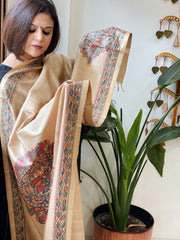 Handpainted Madhubani Dupatta in Pure Chanderi Silk