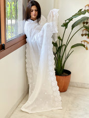 Mul Cotton Dupatta with Thread Embroidery