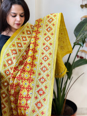 Handmade Sindhi Kadhai with Real Mirror Handwork Dupatta in Pure Silk