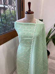 Sea Green Suit Set with Gold Thread & Sequin Work in Pure Mul