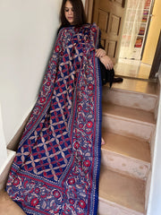 Blue Handmade Nakshi Kantha Dupatta in Pure Silk