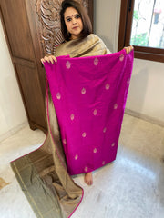 Purplish Pink Designer Handwoven Kadwa Banarasi Suit Set in Pure Silk