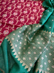 Maroon Designer Handwoven Kadwa Banarasi Suit Set in Pure Silk
