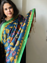 Handpainted Kalamkari Dupatta in Chanderi Silk