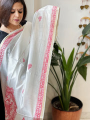 Handpainted Madhubani Dupatta in Pure Chanderi Silk