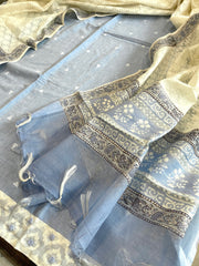 Blue Handwoven Suit Sets in Pure Cotton